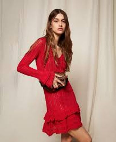 Short knit dress with flounces
