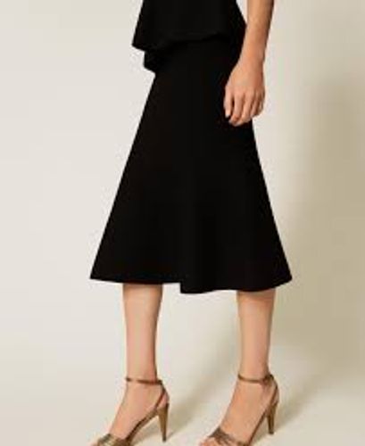 Midi knit skirt with godet