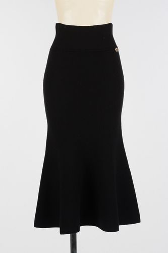 Midi knit skirt with godet