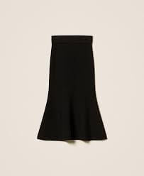 Midi knit skirt with godet