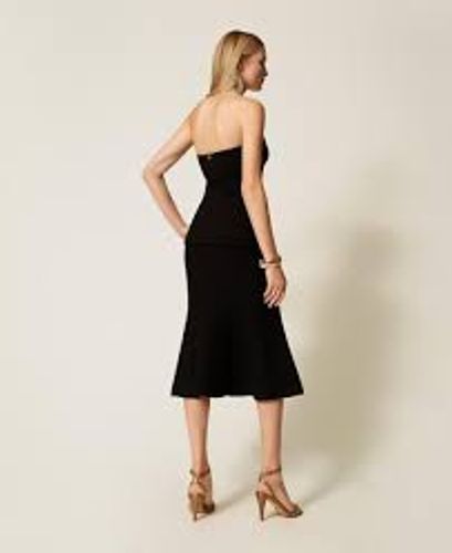 Midi knit skirt with godet