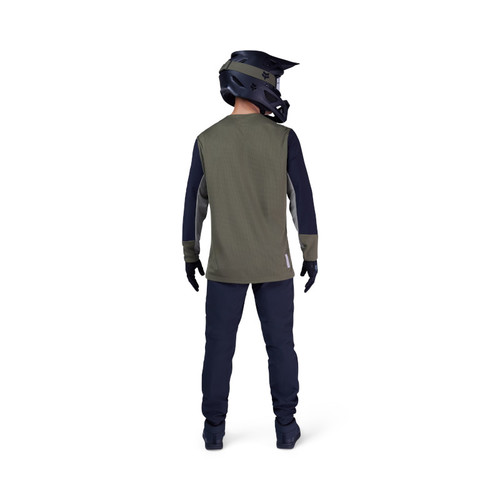 חולצת רכיבה ארוכה פוקס ירוק זית - FOX RACING DEFEND LS JERSEY V26 