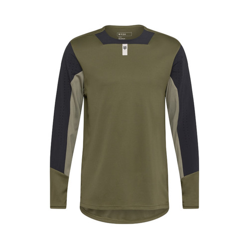 חולצת רכיבה ארוכה פוקס ירוק זית - FOX RACING DEFEND LS JERSEY V26 