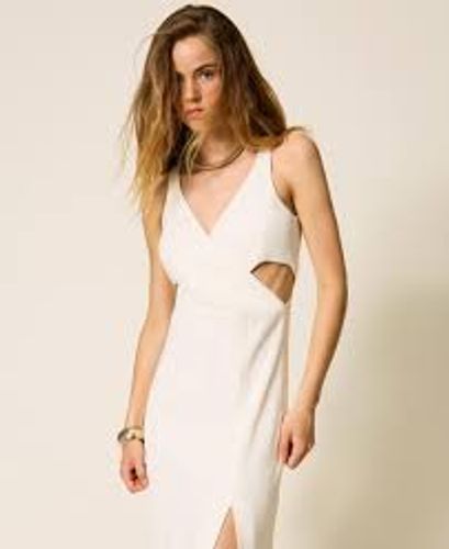 Midi crêpe dress with cut-out