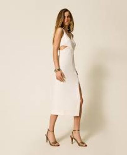 Midi crêpe dress with cut-out