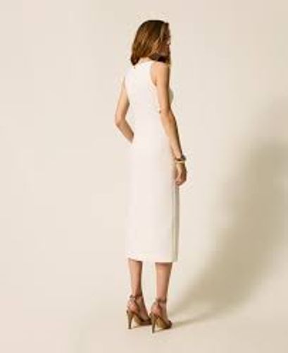 Midi crêpe dress with cut-out