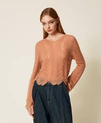 Mohair blend scalloped jumper