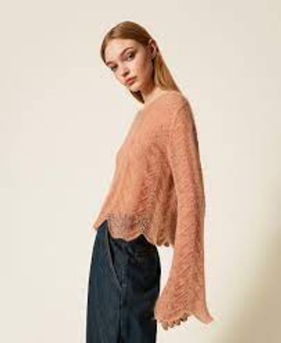 Mohair blend scalloped jumper