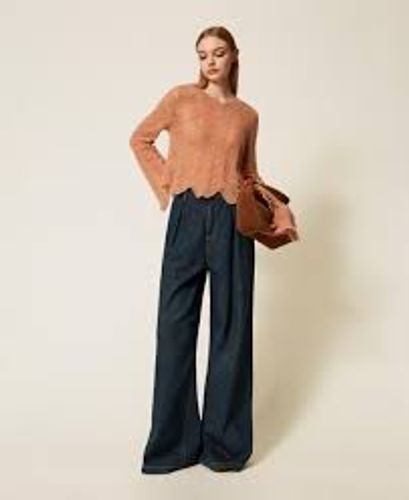 Mohair blend scalloped jumper