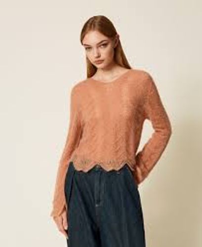 Mohair blend scalloped jumper