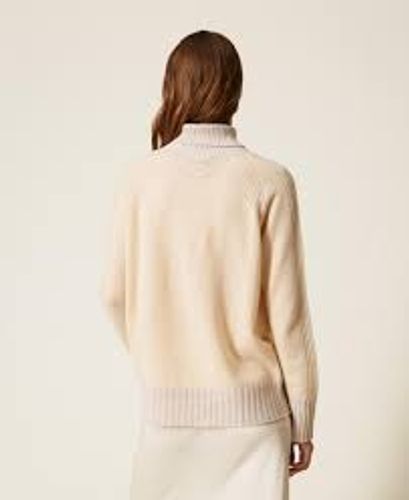 Cashmere blend turtleneck jumper with lurex