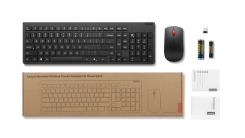 סט אלחוטי של מקלדת ועכבר Lenovo בצבע שחור