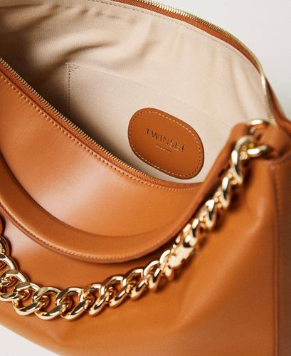 Liliane' medium leather bag - BROWN SUGAR