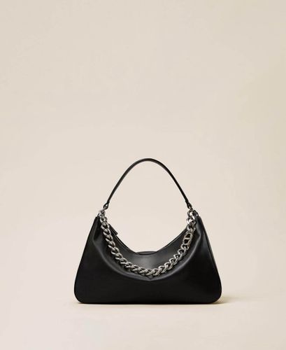 'Liliane' medium leather bag - BLACK SILVER