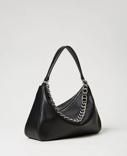'Liliane' medium leather bag - BLACK SILVER