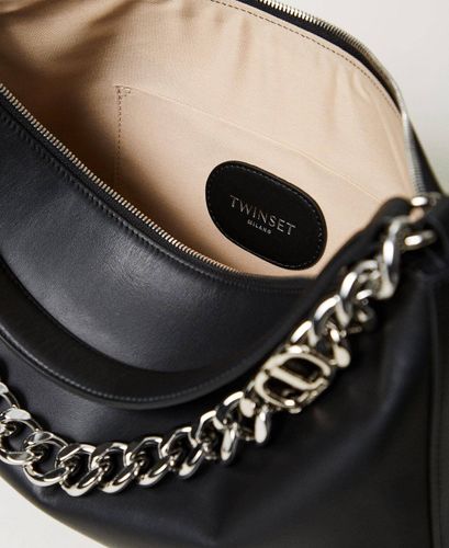 'Liliane' medium leather bag - BLACK SILVER