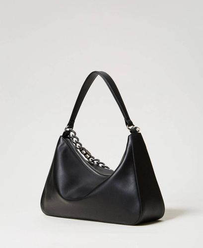 'Liliane' medium leather bag - BLACK SILVER