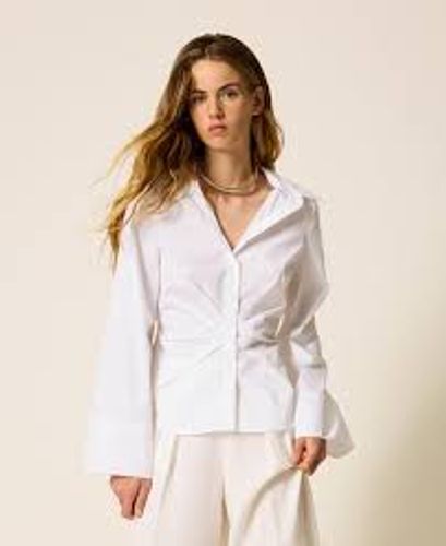 Poplin shirt with draping
