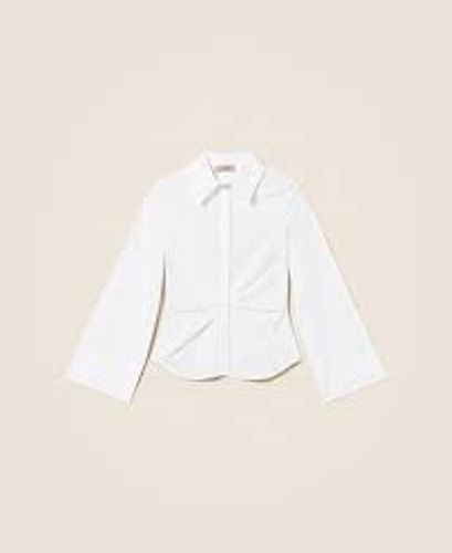 Poplin shirt with draping
