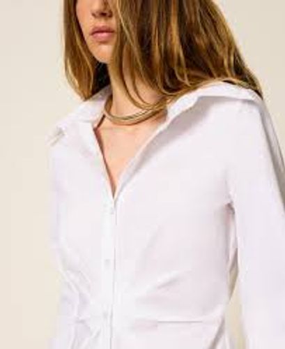 Poplin shirt with draping