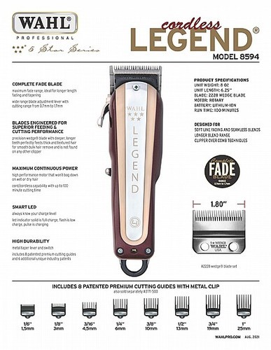 מכונת תספורת מקצועית LEGEND WAHL דגם 08594-016 | יבואן רשמי שנתיים אחריות