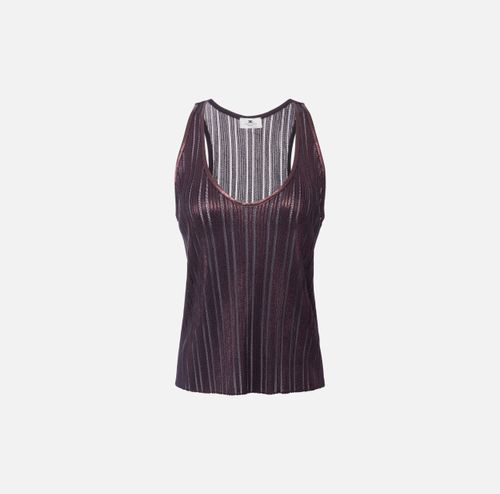 Laminated ribbed knit top