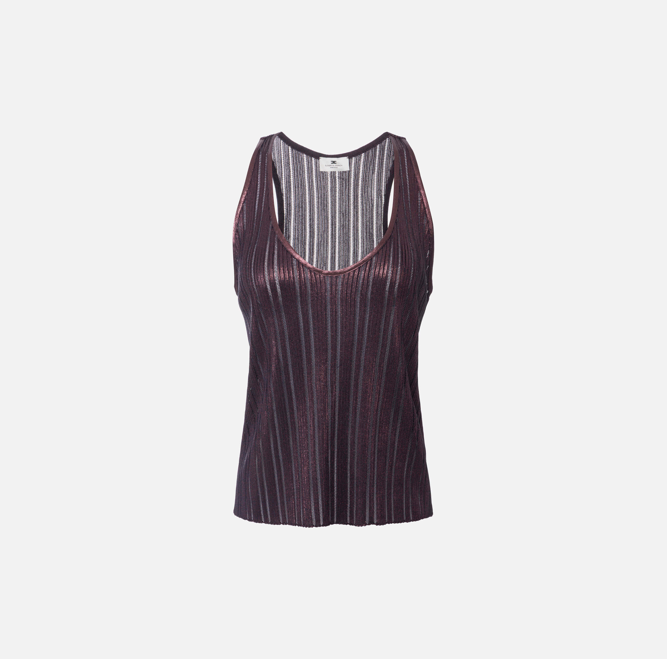 Laminated ribbed knit top