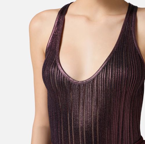 Laminated ribbed knit top