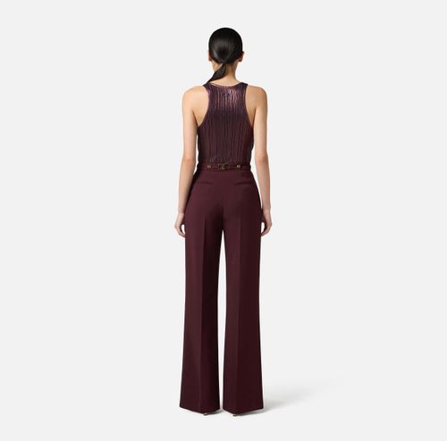 Laminated ribbed knit top
