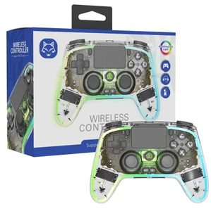 שלט אלחוטי שקוף ל-PS4 ולמחשב כולל תאורת LED