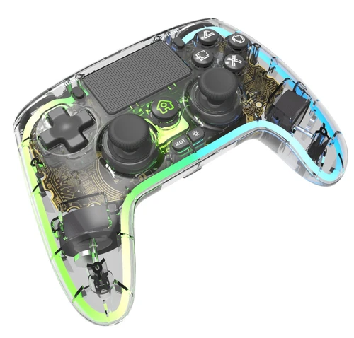 שלט אלחוטי שקוף ל-PS4 ולמחשב כולל תאורת LED