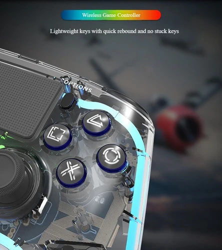 שלט אלחוטי שקוף ל-PS4 ולמחשב כולל תאורת LED