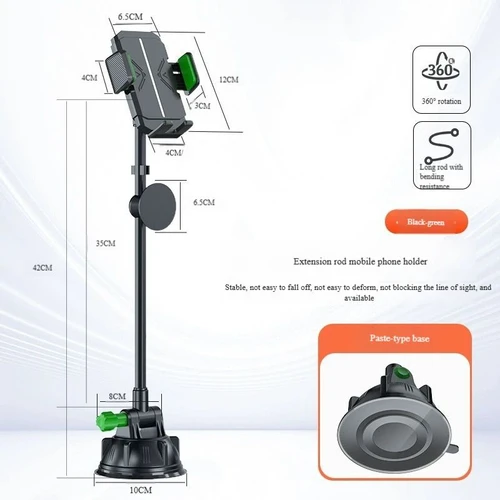 מעמד אחיזה כפולה לשמשה ולדשבורד עם זרוע ארוכה למשאיות ואוטובוסים