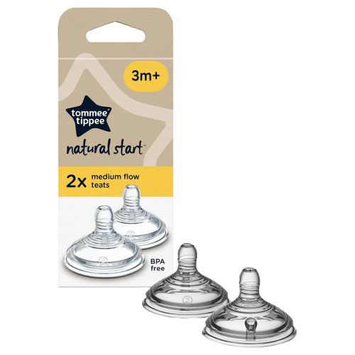 זוג פטמות לבקבוק טומי טיפי Natural Start - זרימה בינונית 3+ חודשים