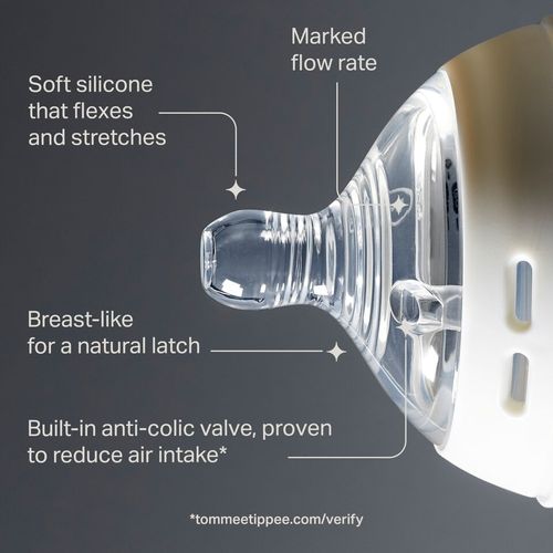 זוג פטמות לבקבוק טומי טיפי Natural Start - למזון סמיך 6+ חודשים