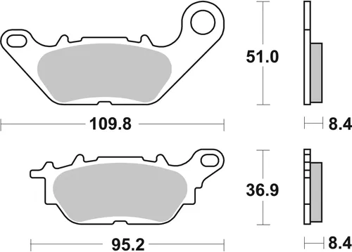 רפידות בלם אחוריות ברמבו 07114CC Prime Line עם תרכובת קרבון קרמיק לאופנועי TRICITY 300, DELIGHT 115 ו-NMAX 125. מידות 50.96x8.4 מ