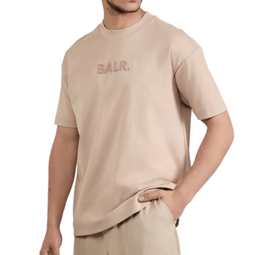 חולצה BALR מידות XS-3XL לגברים בגוון בז' עם כיתוב
