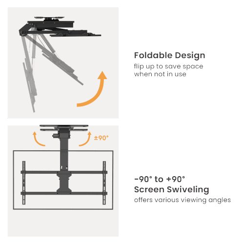 זרוע תקרה חשמלית למסכים עד 