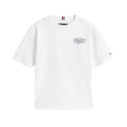 חולצה TOMMY HILFIGER מידות 6 חודשים עד 16 שנים לילדים בגוון לבן עם סמל