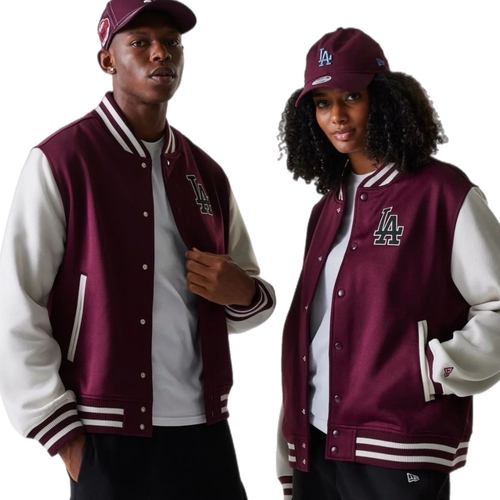 ג׳קט NEW ERA מידות S-XL לגברים בגוון בורדו-לבן