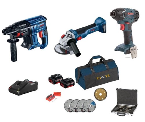 סט 3 כלים + שתי סוללות ואביזרים BOSCH