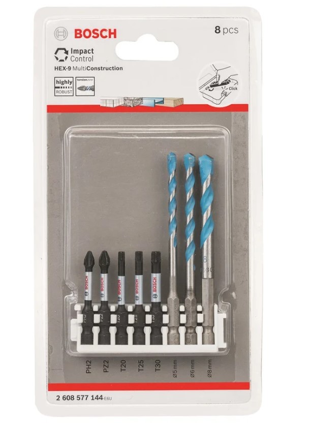 סט 8 חלקים מקדחים וביטים BOSCH