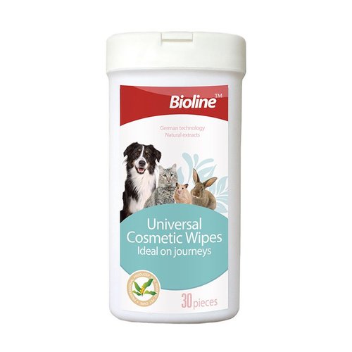 ביוליין Bioline מגבונים עדינים לחתולים כלבים ומכרסמים 30 יחידות
