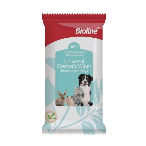 ביוליין Bioline מגבונים עדינים לחתולים כלבים ומכרסמים 10 יחידות