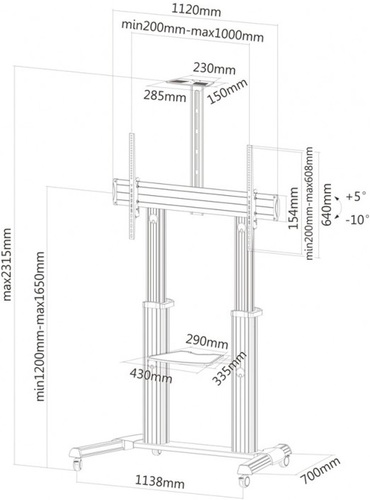 עגלת נשיאה לטלוויזיה גדולים במיוחד ומצלמת וידאו קונפרנס EAZO AL100