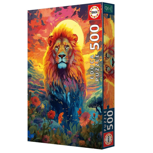 פאזל 500 חלקים - דמות אריה בשקיעה
