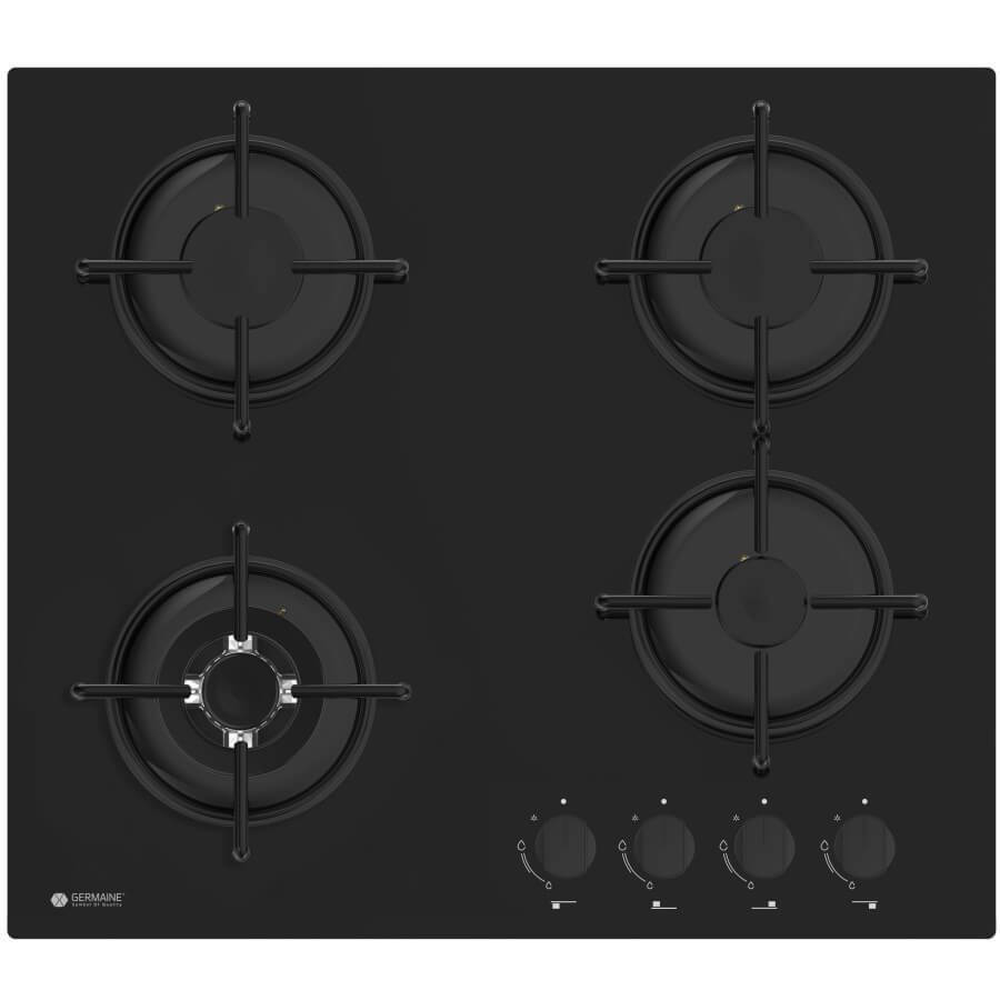 כיריים גז - 4 להבות Germaine דגם GER-HOB-4-ZONE-GLB זכוכית שחורה