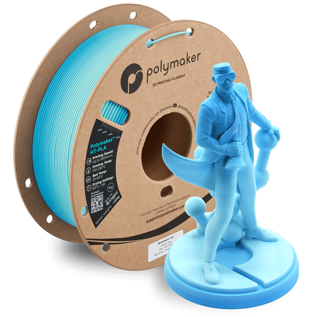 פילמנט כחול גרדיאנט עמיד בחום, 1 ק"ג 1.75 מ"מ - Polymaker HT-PLA Ice