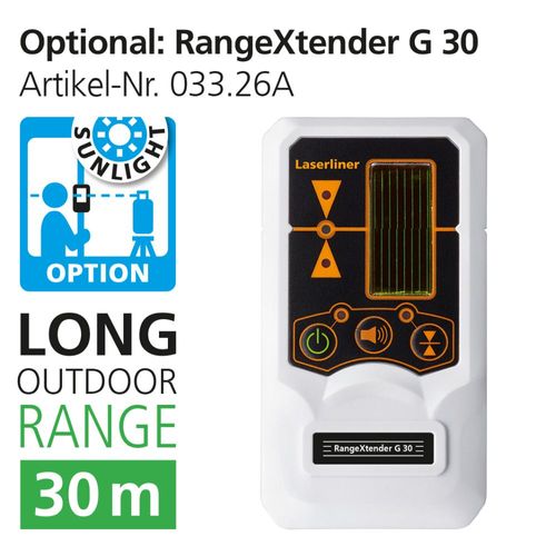 לייזר 3D ירוק LASERLINER CompactPlane-Laser 3G דגם 036.299A - מכשיר פילוס מקצועי עם שלושה היקפי לייזר וחצובת אלומיניום לעבודות בנייה ויישור מדויק