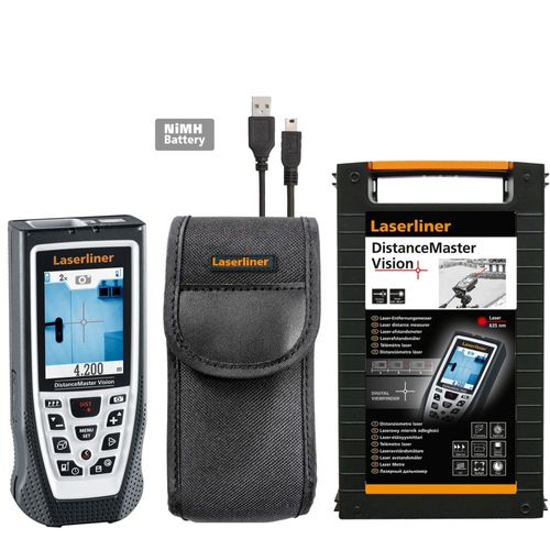 מד טווח לייזר LASERLINER Distance Master Vision 080.980A - מכשיר מדידה מקצועי עם מצלמה וזום דיגיטלי למדידות מדויקות עד 80 מטר